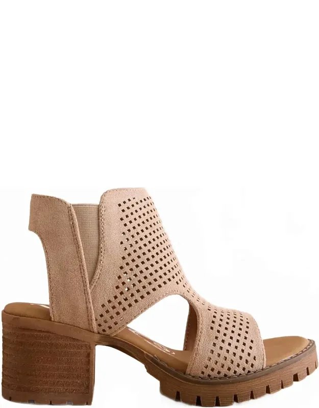 Faux Suede Chunky Heel Sandals