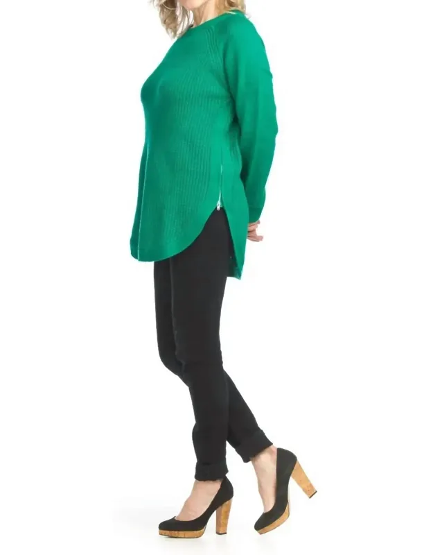 Long Sleeve Sweater With Zip Side