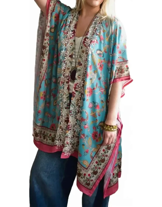 Fishbone Embroidered Kaftan Jacket