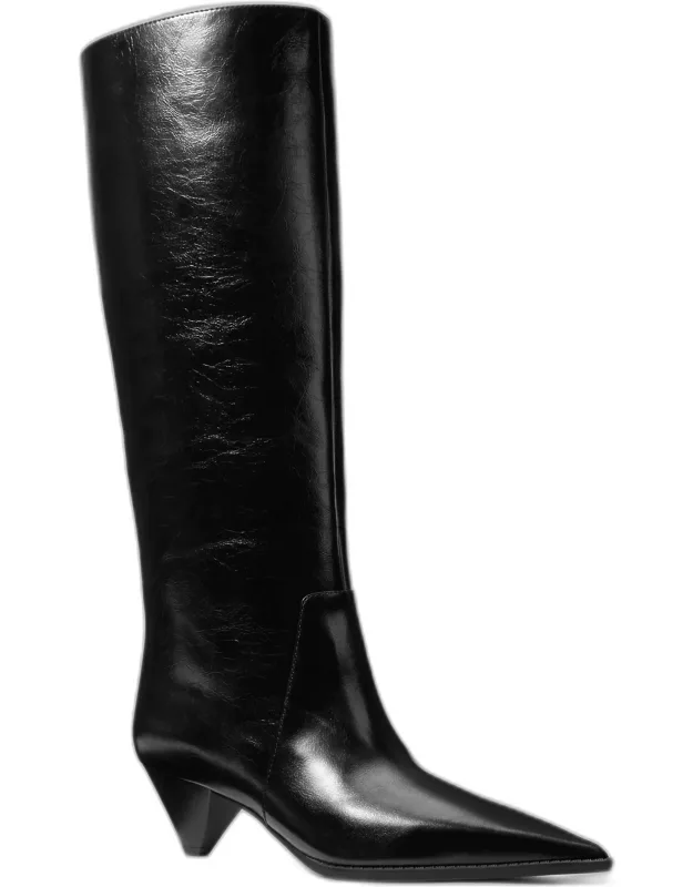 Crinkled Leather Boot