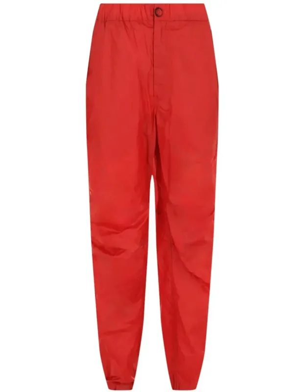 Coated Drawstring Straight-leg Pants