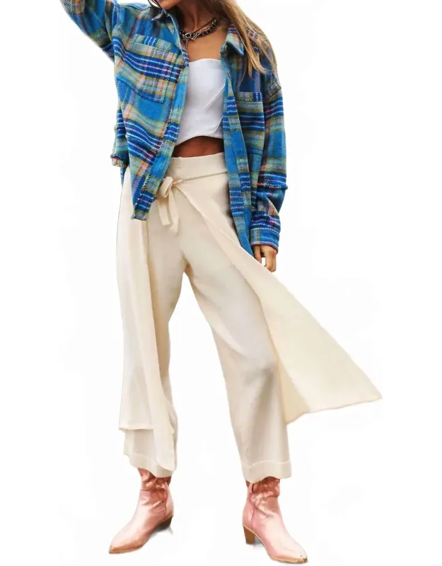 Plaid Fringe Hem Shirt Jacket
