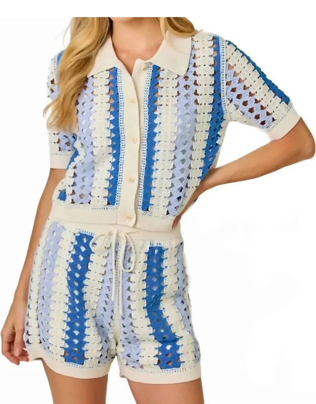 Crochet Buttoned Polo Knit Shirt