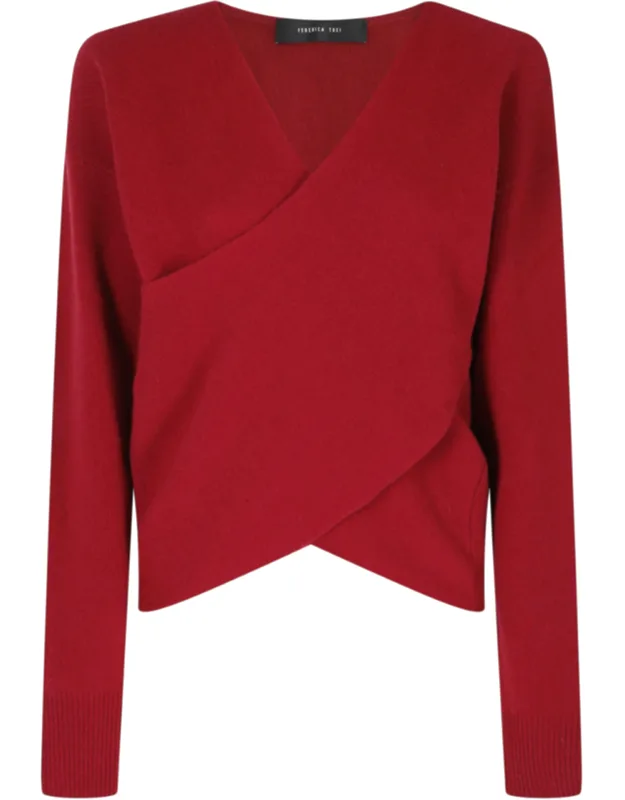 Cross-over V-neck Wool-blend Sweater