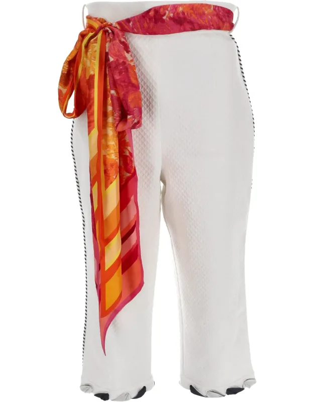 Belted Straight-leg Cropped Pants