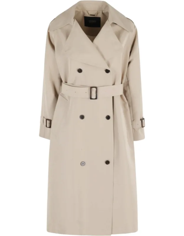 Double-breasted Sleeve-strap Cotton Trench Coat