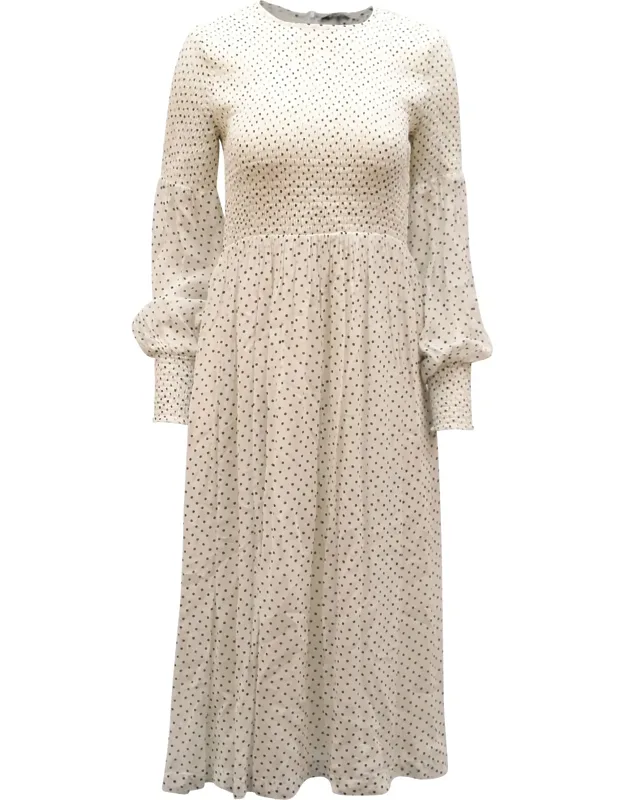 Polka Dot Smocked Midi Dress