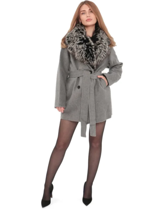 Genuine Silver Fox Lama Wool Coat