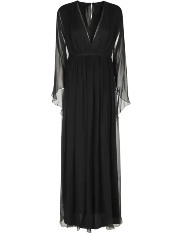 Silk Chiffon Pleated Belted Dress
