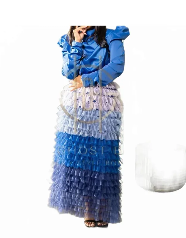 Ruffle Net Maxi Skirt