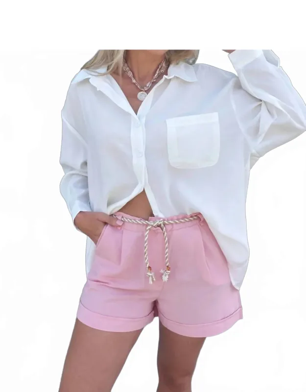Cotton Shorts With Rope Belt