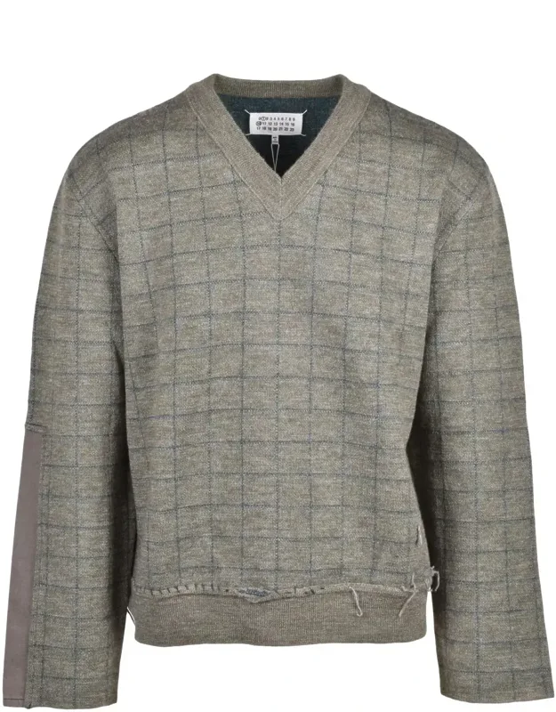 Patchwork V-neck Sweater