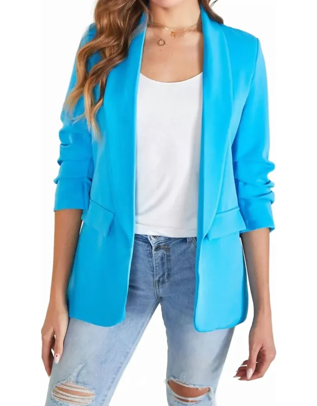 Three-quarter Ruched Sleeve Blazer