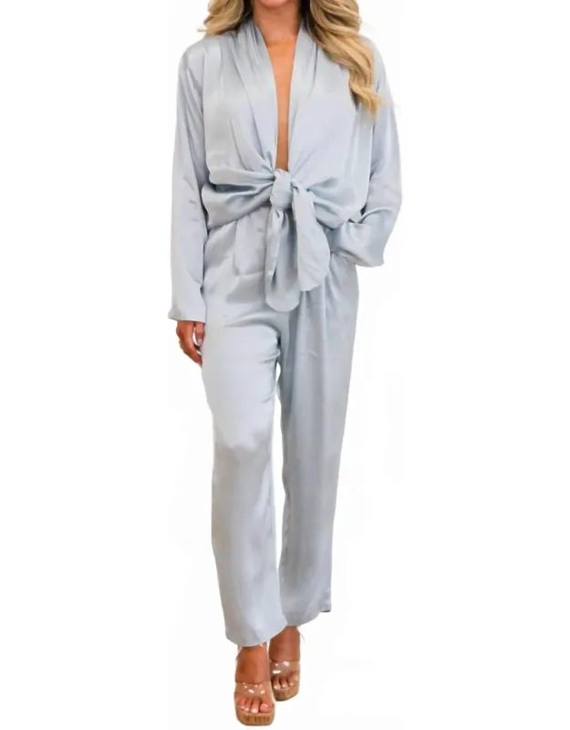 Plunging Satin Tie Jumpsuit