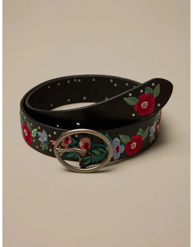 Stud Floral Embroidered Belt