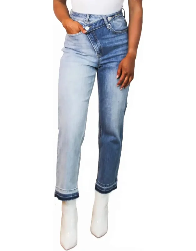 Trend Spin Two Tone Cross-over Straight Jeans