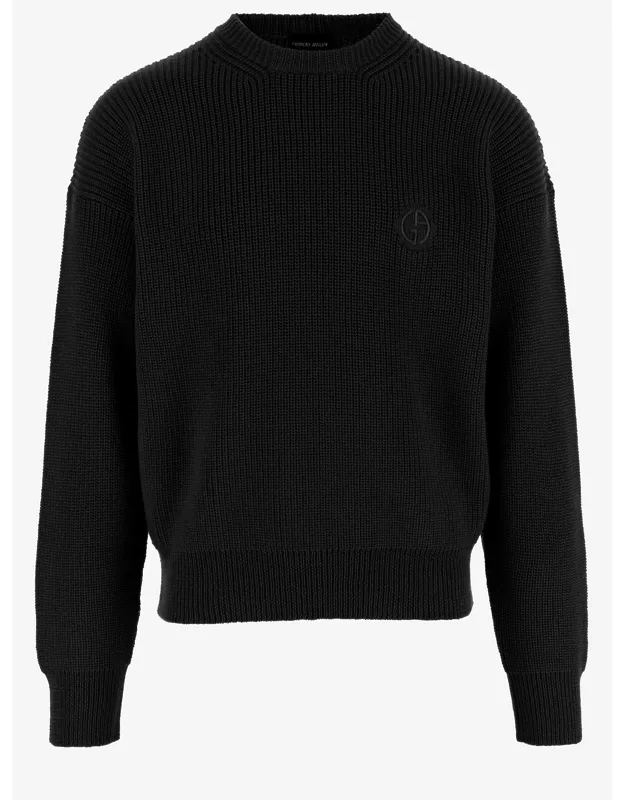 Knitted Wool Sweater With Logo Detail
