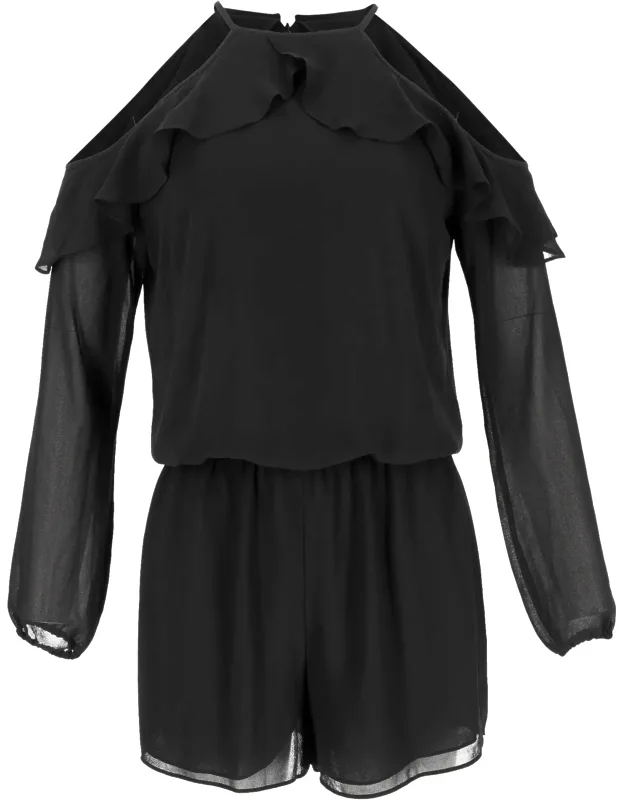 Ruffled Cold Shoulder Jumpsuit