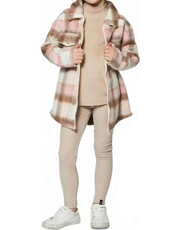 Wool Overshirt Jacket With Pockets In Plaid