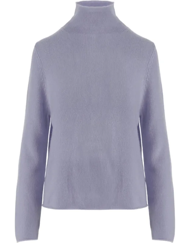 Patterned Knit Turtleneck Cashmere Sweater