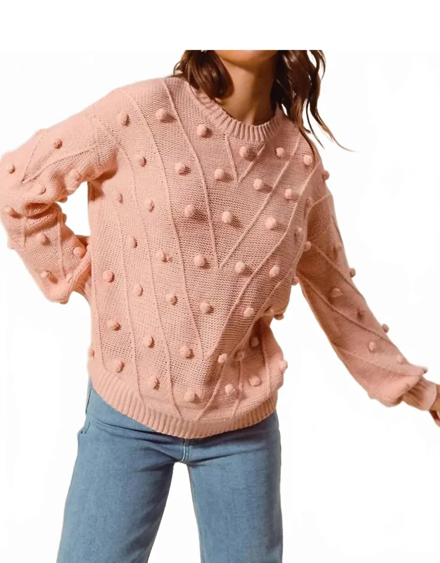 Pom Pom Textured Knit Sweater