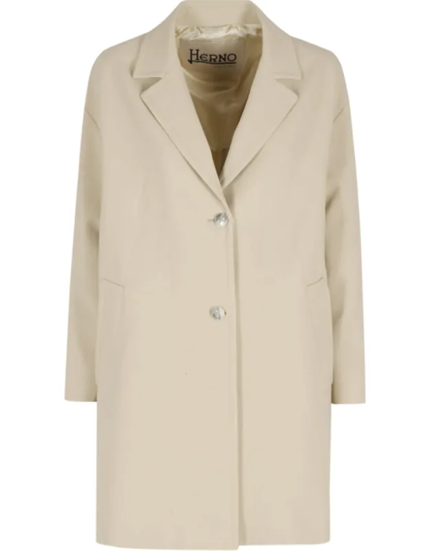 Long Lapel Pocketed Polyester Coat