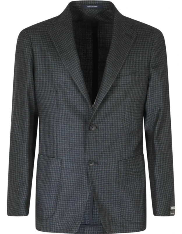 Single-breasted Pied-de-poule Wool-blend Blazer