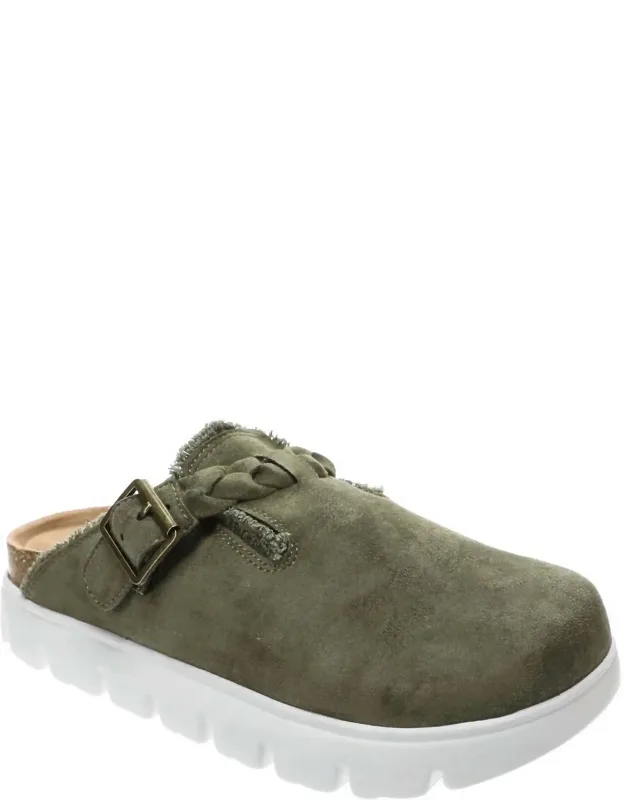 Cali Braided Buckle Faux Suede Clogs