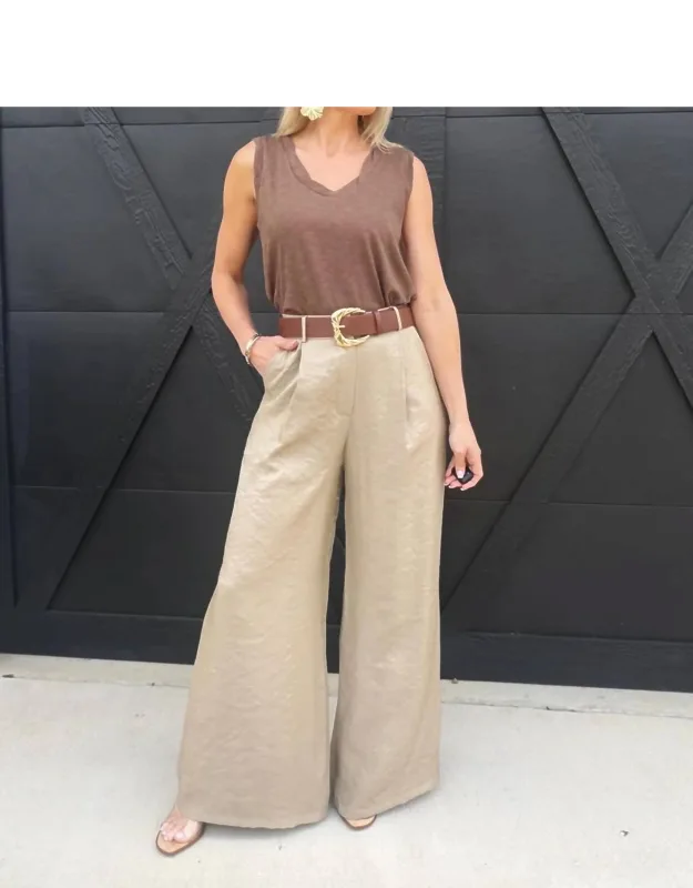 Satin Belted Wide Leg Pants
