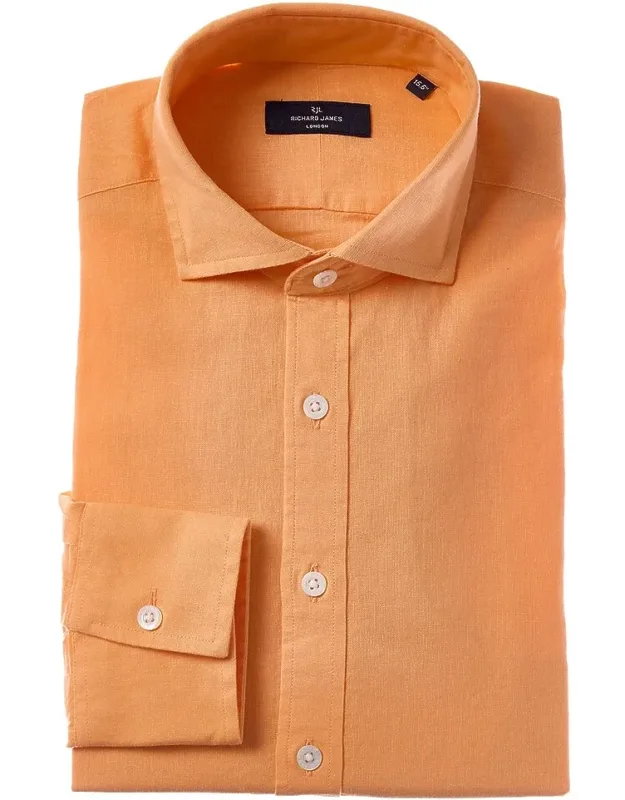 Regular Collar Single Cuff Linen-blend Dress Shirt