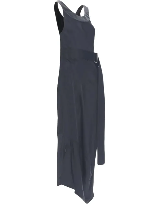 Satin Leather Collar Dress