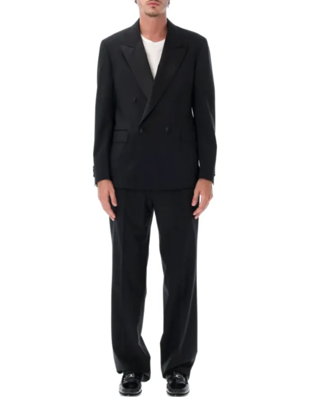Two-piece Double-breasted Wool-blend Smoking Suit