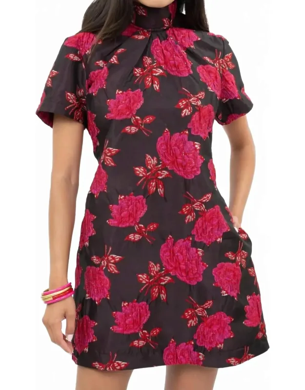 Floral Brocade Mini Dress