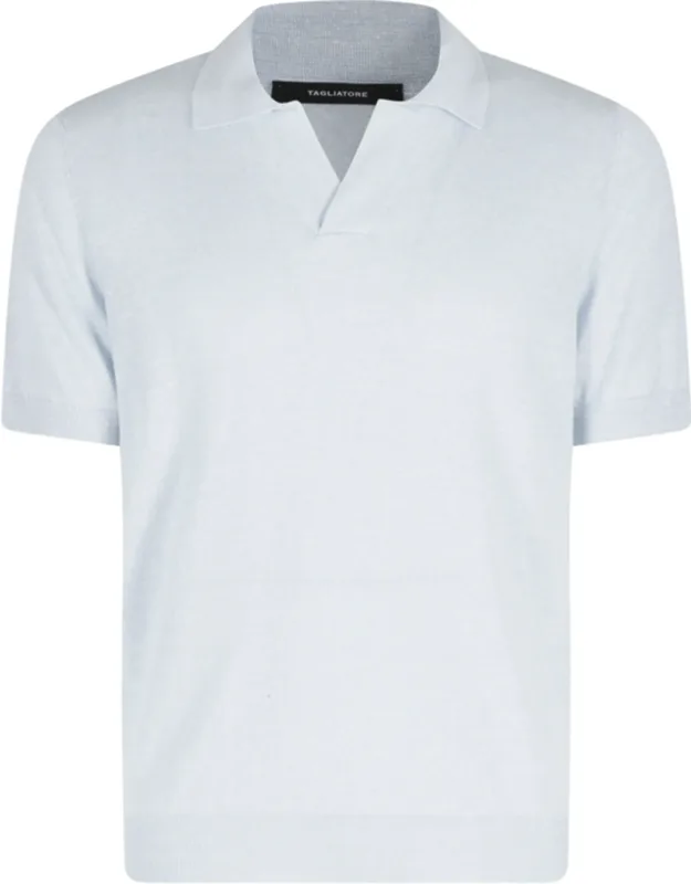 Ribbed Trim Linen-blend Polo Shirt