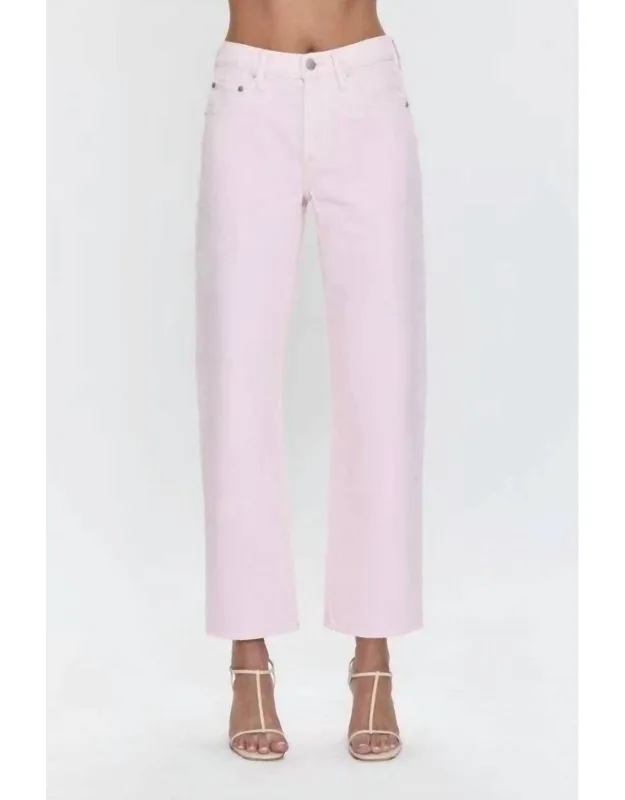 Mid Rise Bowed Straight Jeans