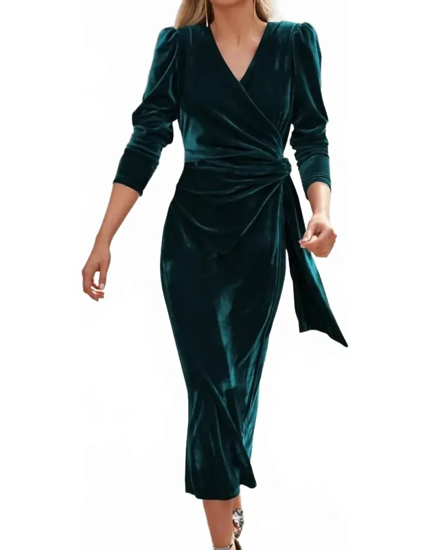 Waist Tie Velvet Long Dress