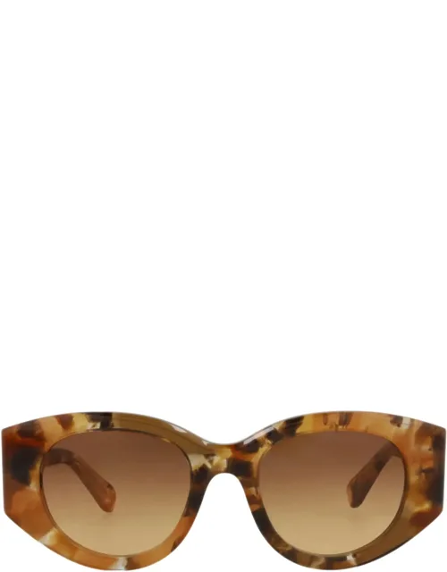 Round-frame Recycled Acetate Sunglasses With Saddle Nose Bridge And Non-polarized Lenses