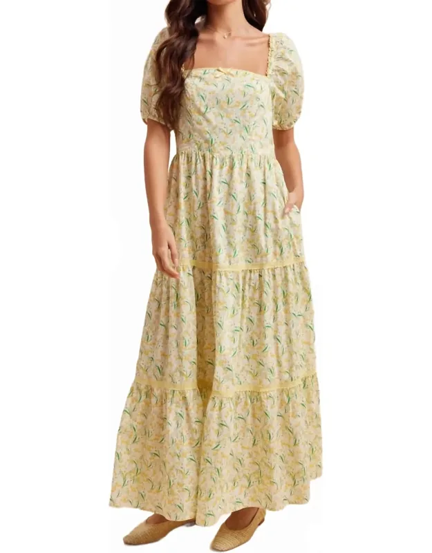 Floral Square Neck Maxi Dress