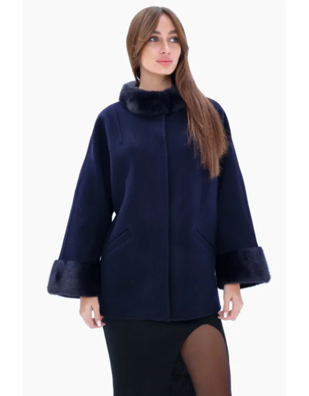 Genuine Mink Fur Virgin Wool Coat