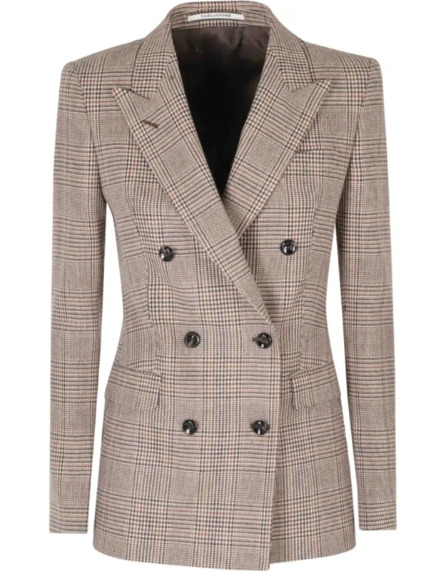 Double-breasted Prince Of Wales Polyester-blend Blazer