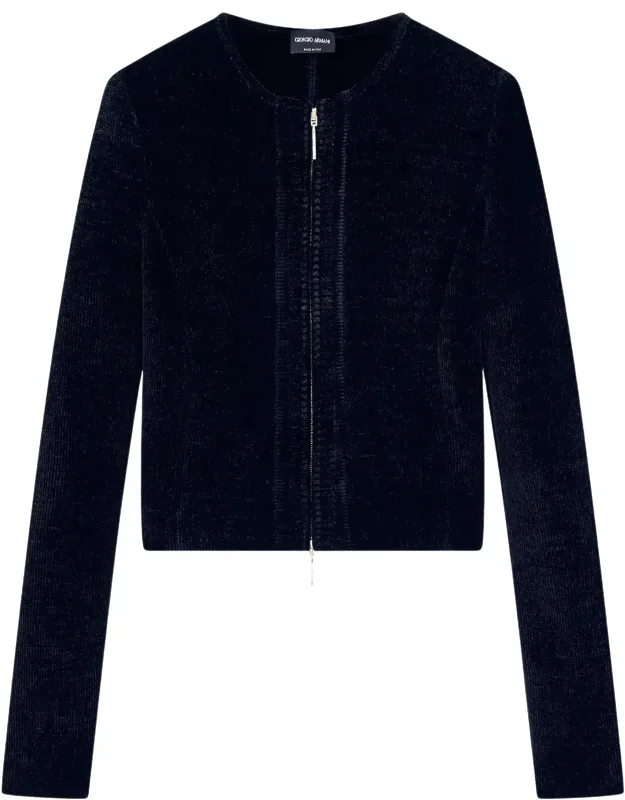 Cropped Zip Textured Blazer