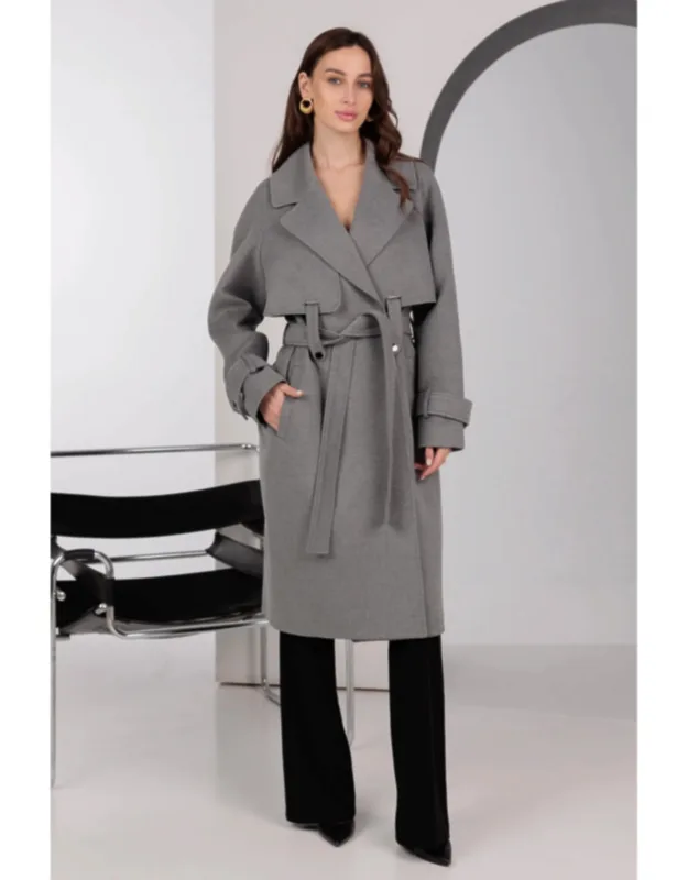 Belted Wool Cashmere Blend Overcoat