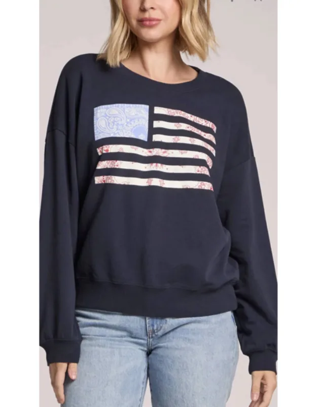 Flag Adornment Long Sleeve Sweatshirt