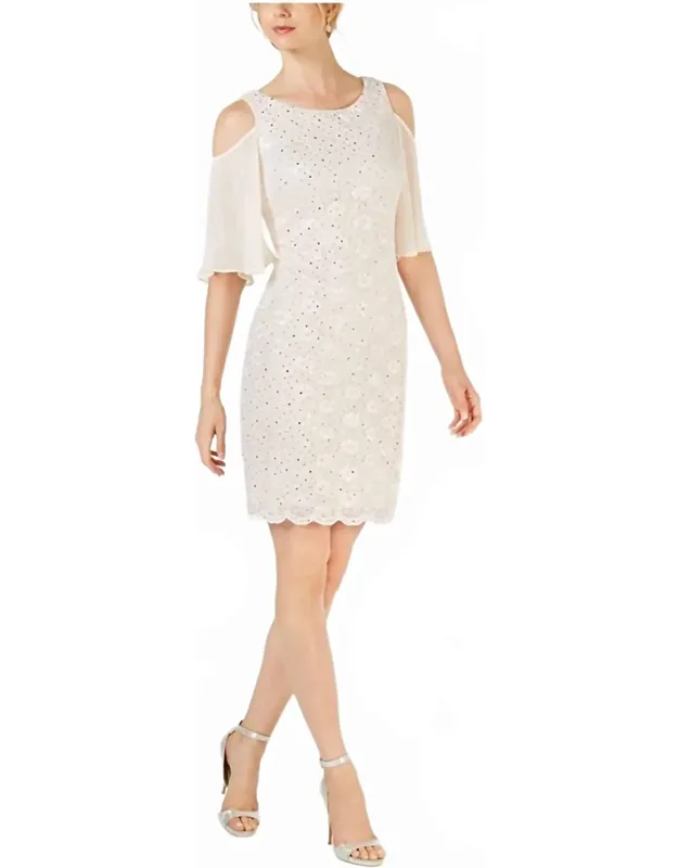 Lace Cold Shoulder Sheath Dress