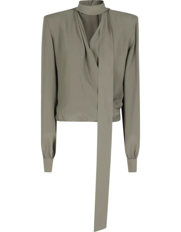 Crossed Scarf-neck Blouse