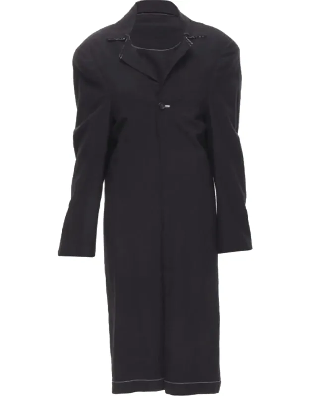 Wool Shoulder Padded Layered Coat Dress