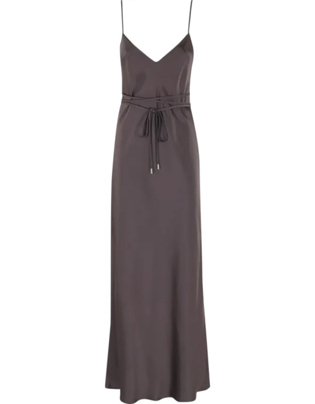 Lukas Dual V-neck Belted Acetate-blend Maxi Dress