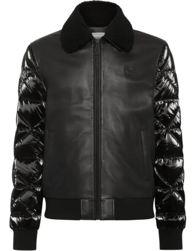Leather And Nylon Jacket