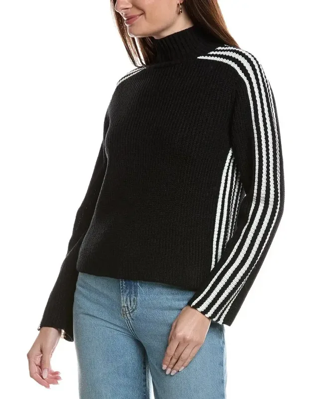 Striped Sleeve Turtleneck Sweater