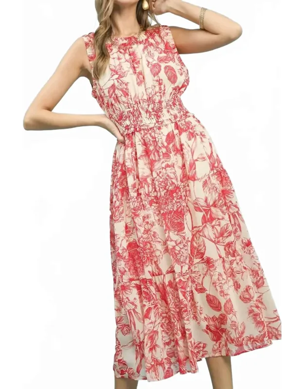 Toile Print Midi Dress